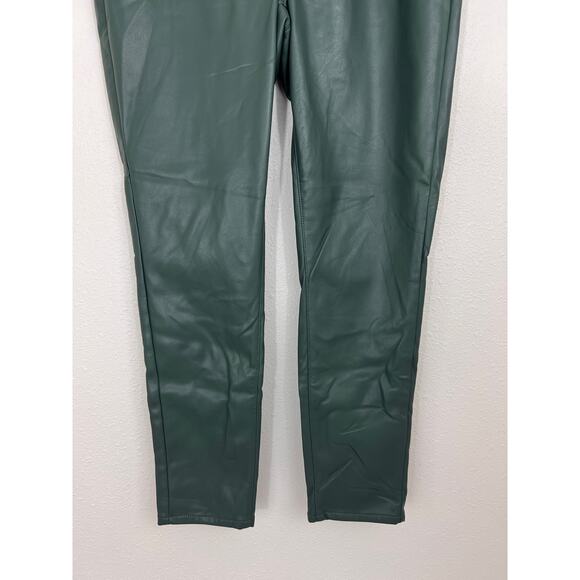 Express Faux Leather Skinny Pants Green 12R NWT High Rise Stretch Lined - Picture 4 of 8
